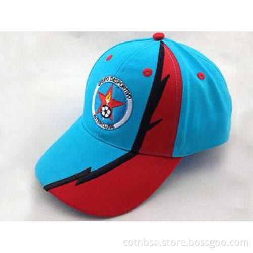 Blue Red Canvas Cotton Baseball Cap Embroider Logo for Raci